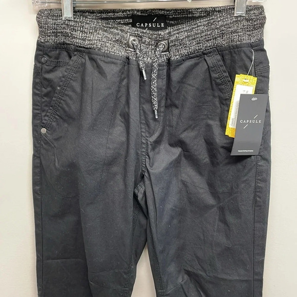 NWT Capsule from Stitch Fix Elastic Band Waist Woven Cotton Pull On Pant Black L - Picture 2 of 16